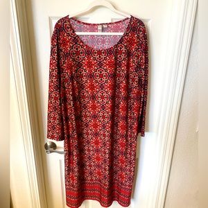 TACERA 3X Red, Beige and Black dress